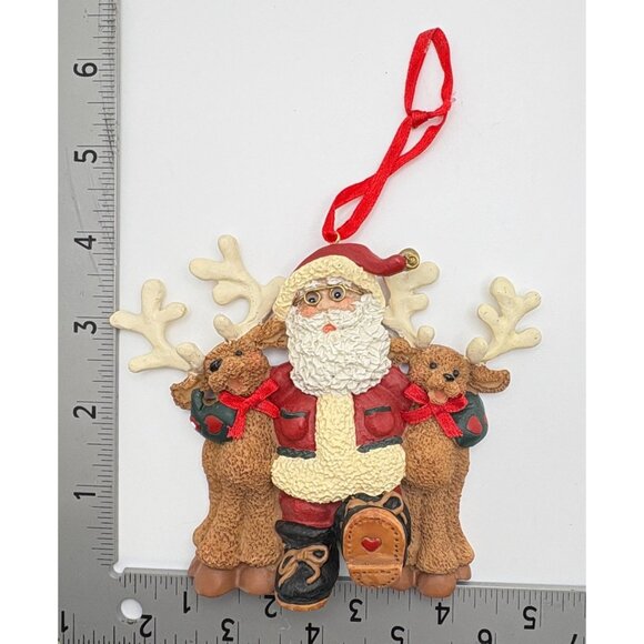 Vintage Kurt S Adler Holly Dearies Santa & Reindeer Christmas Tree Ornament - Picture 3 of 8